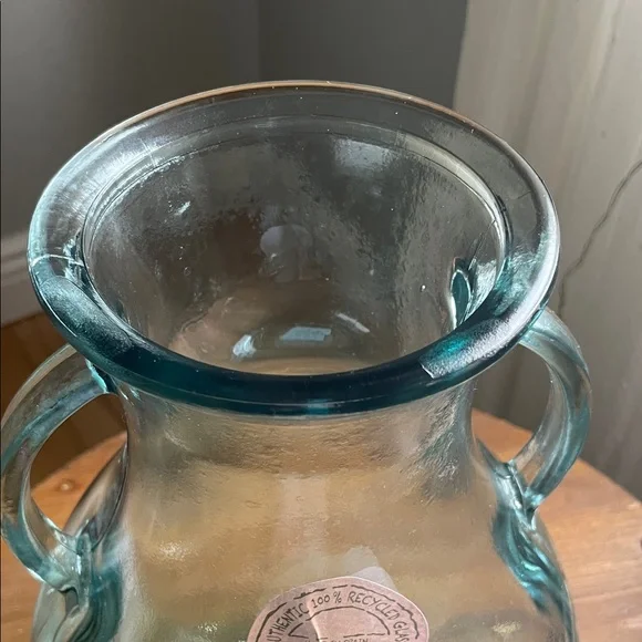 Artisan Green Tinted Glass Vase with Handles - Picture 5 of 10